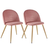 Modern Pink Dining Chair(set of 2 ) metal tube transfer with Velvet Cushion seat and Backrest for Dining and Living room.