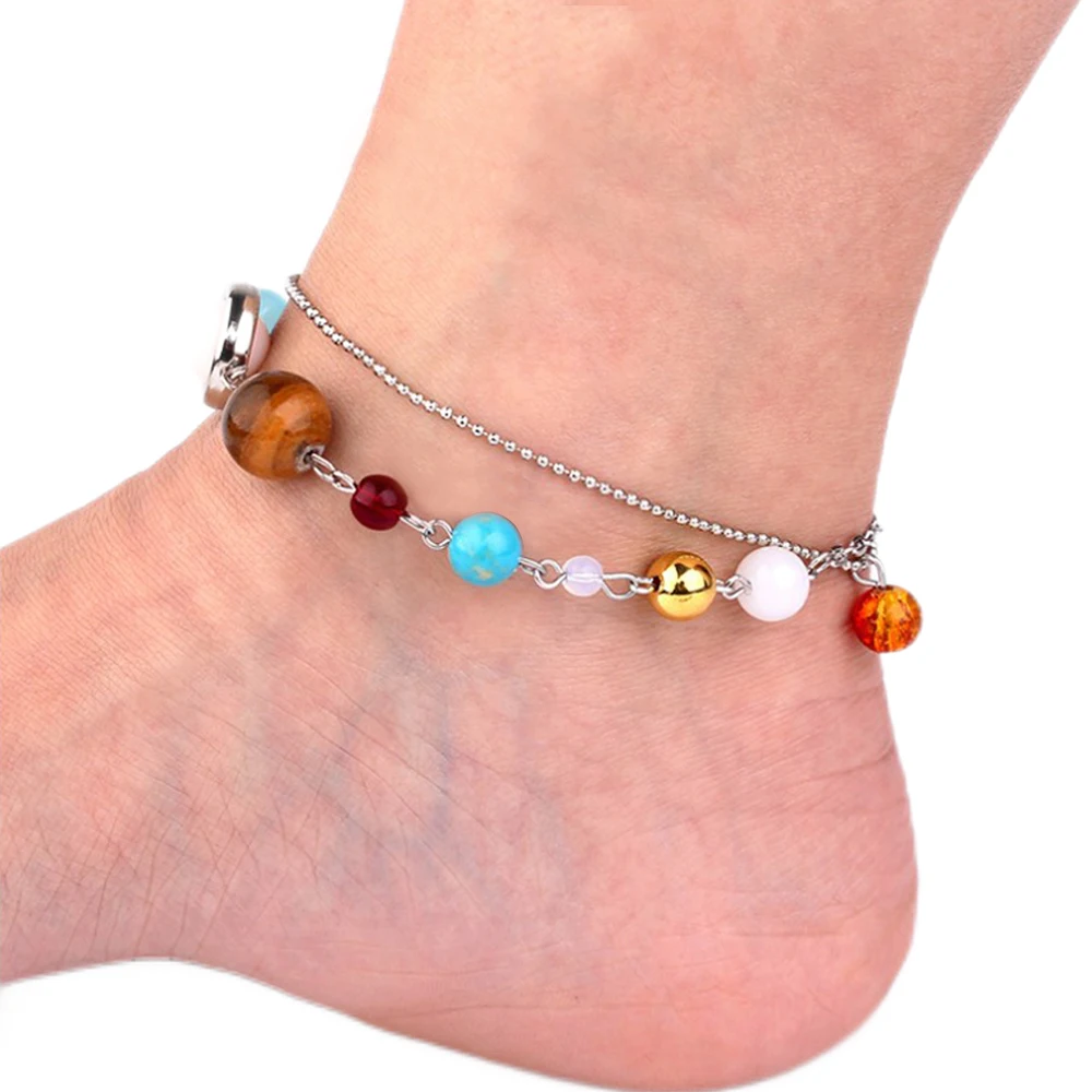 1 шт. для женщин Регулируемый браслет Вселенной восемь планет бусины солнечной