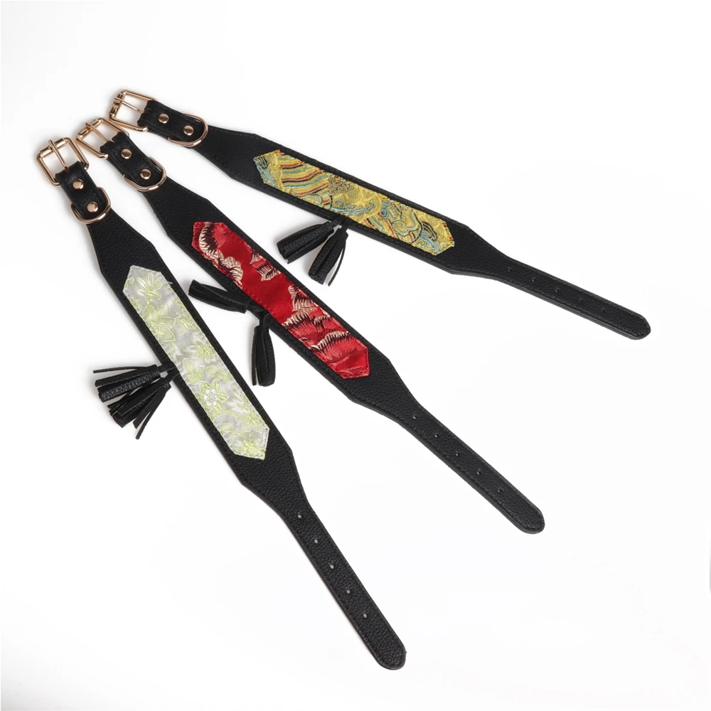 Ошейник для домашних животных в винтажном китайском стиле производство кожи