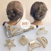 new women gold geometric hair claw vintage heart star animal pendant hair clips headband hairpin hair crab hair accessories gift