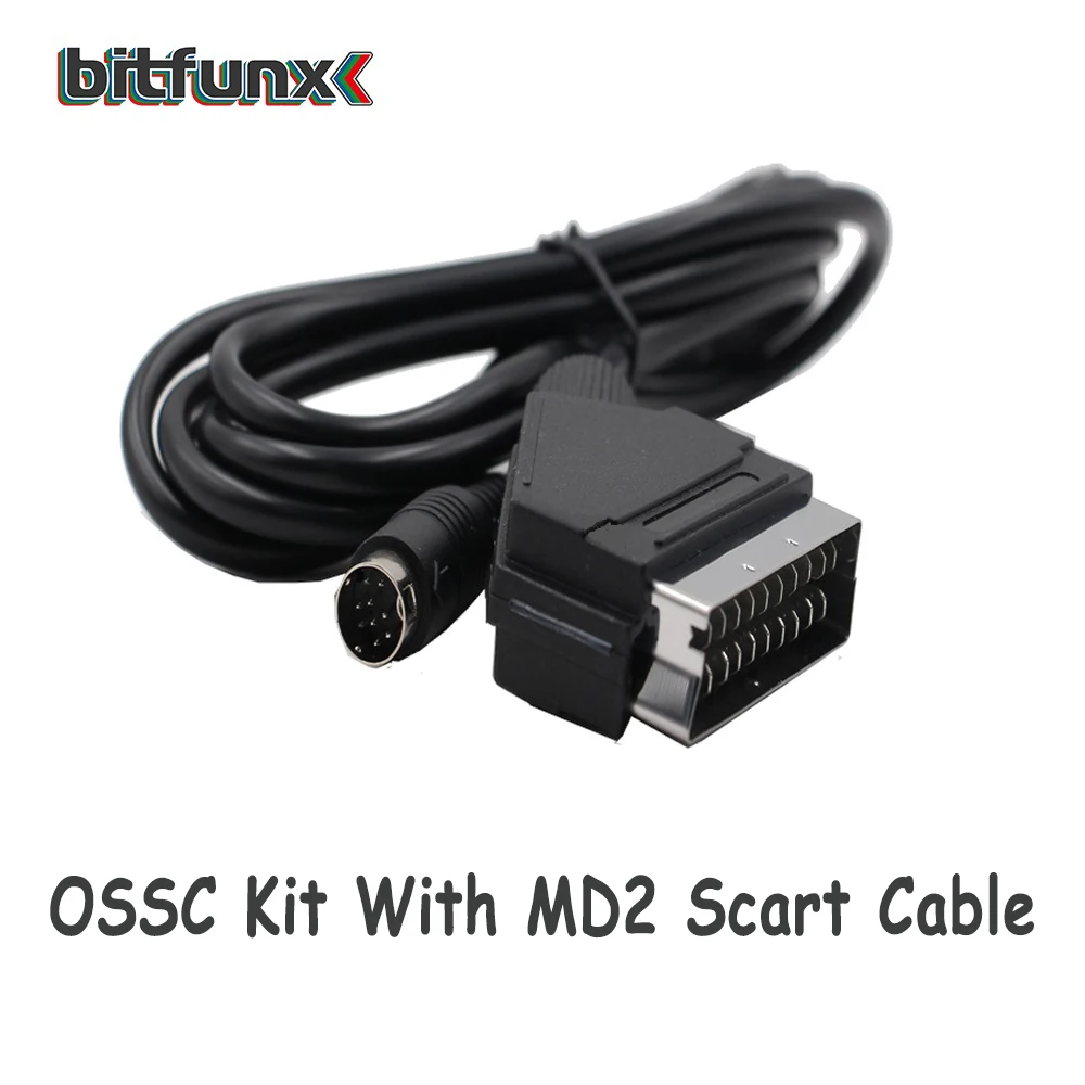 Bitfunx OSSC HDMI конвертер комплект прозрачный черный для Ретро игровой консоли комплект обновления с Scart кабель - Цвет: with MD2 scart