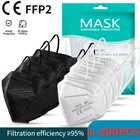 10-200 шт. ffp2mask Black kn95 mascarillas negra для взрослых 5 слоев fpp2 утвержденный kn95 CE респираторная маска ffp2 многоразовая ffp2