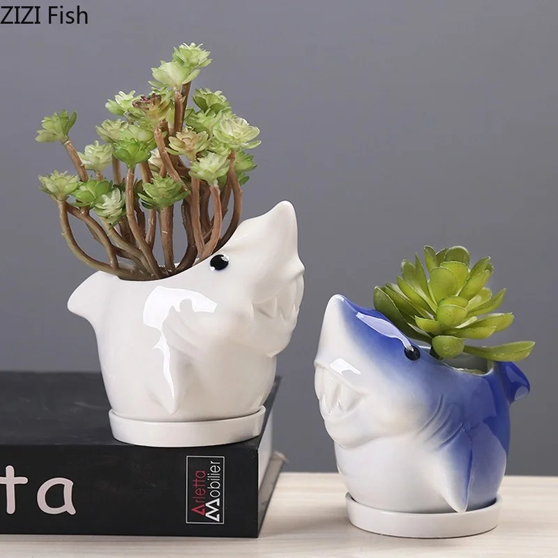 

Креативный керамический цветочный горшок в виде дельфина, ваза для растений в горшке, садовое украшение, фарфоровая ваза, цветочный горшок, ...
