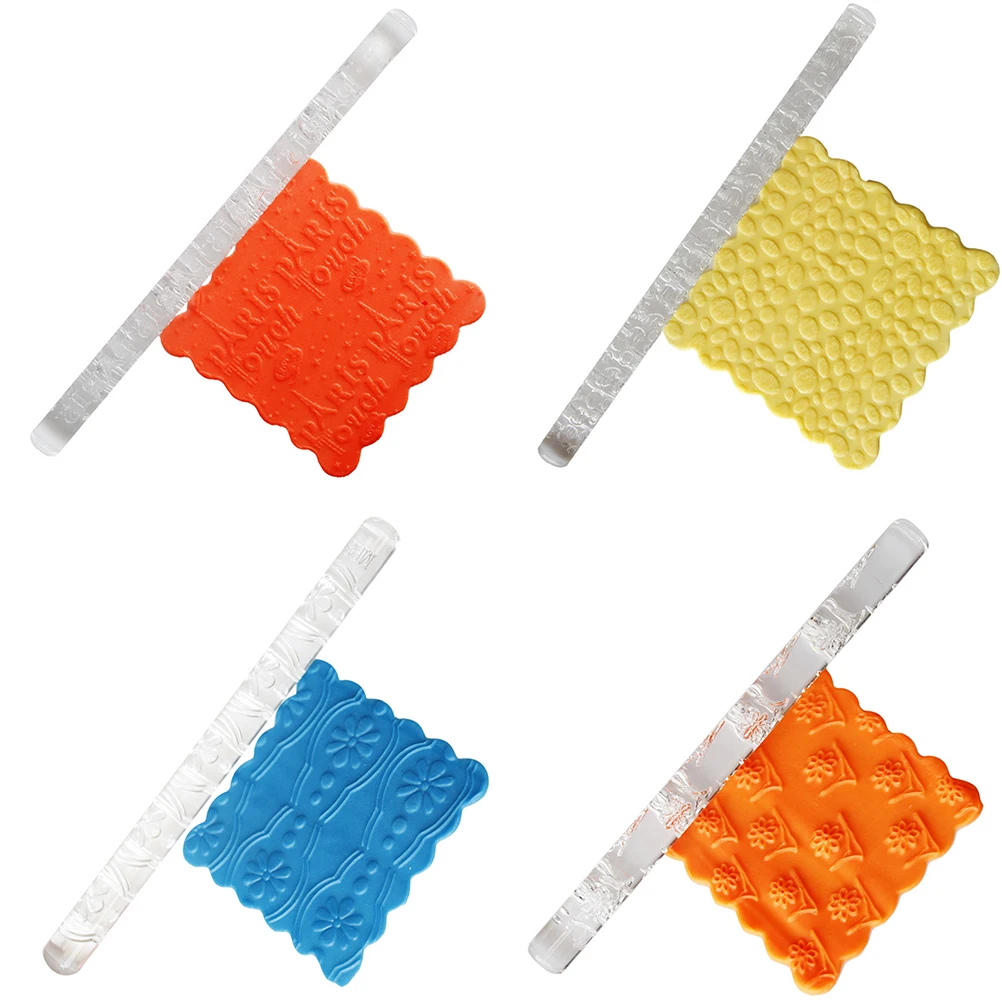 

Decorating Pastry Tools Cup Top Non-stick Rolling Pin 1Pc Textured Embossing Rolling Pin Fondant Cake Roller Bakeware Tools