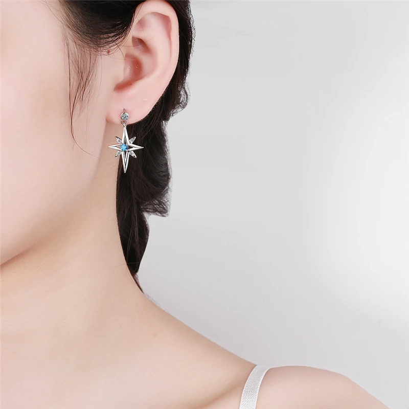 

Cute Romantic Earrings new women's fashion jewelry high quality crystal zircon mid-length tassel simple awning star earrings
