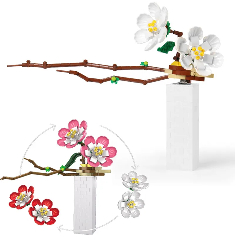 

DIY Bricks Toys Plum Blossom Flower Model Building Blocks Educational MOC Plants Floarr Artistic Girls Friends Gifts