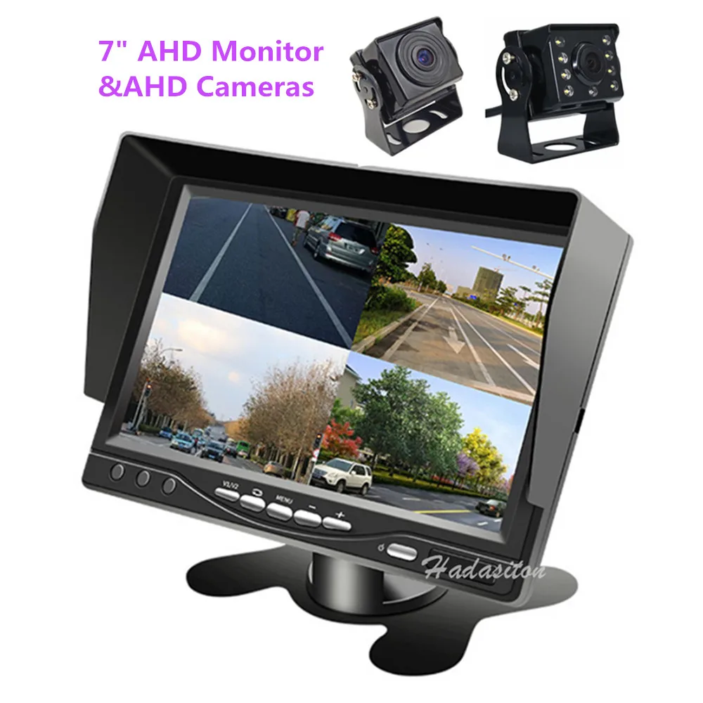 7 &quotIPS цифровой экран 1024*600 AHD автомобильный монитор 4 сплит видеорегистратор с 1.3MP