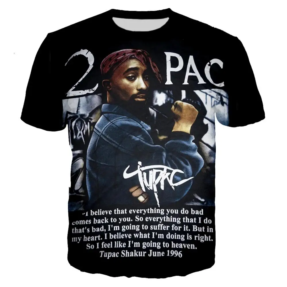 Летняя мужская футболка Hipster Rapper 2pac Tupac с 3D принтом модная женская рубашка/Одежда