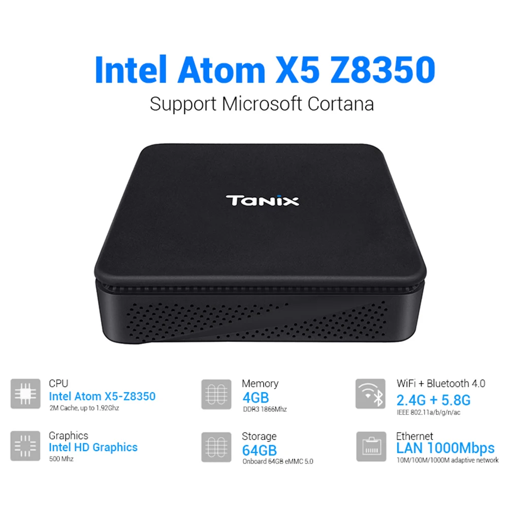TX85 4 Гб ОЗУ 64 ПЗУ Windows 10 Мини ПК Intel Cherry Trail Z8350 медиаплеер 2 4G Φ WiFi 1000M LAN Bluetooth Smart TV