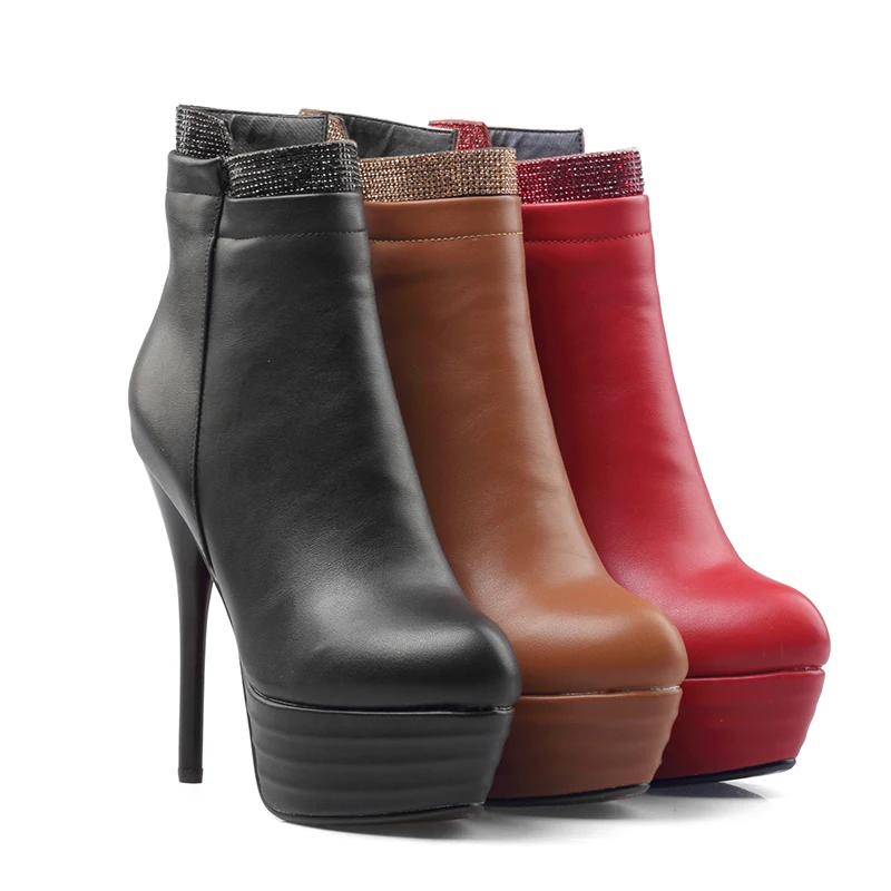 

Big Size Sexy Ankle Boots Women Platform High Heels Female Lace Winter boots New Fashion Big Size 34-43 Ladies Thin High Heels