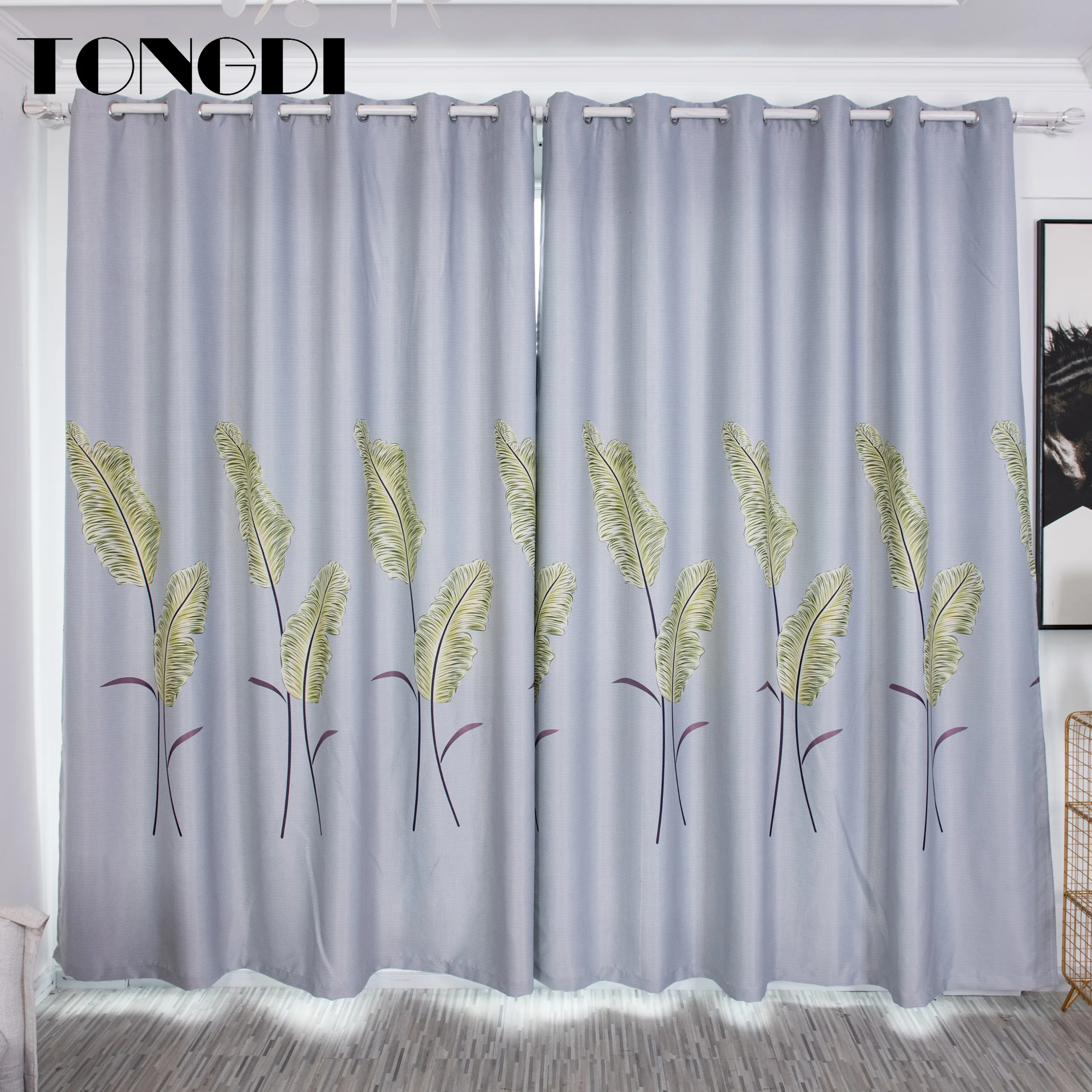 Элегантные цветочные затемняющие шторы TONGDI с принтом листьев