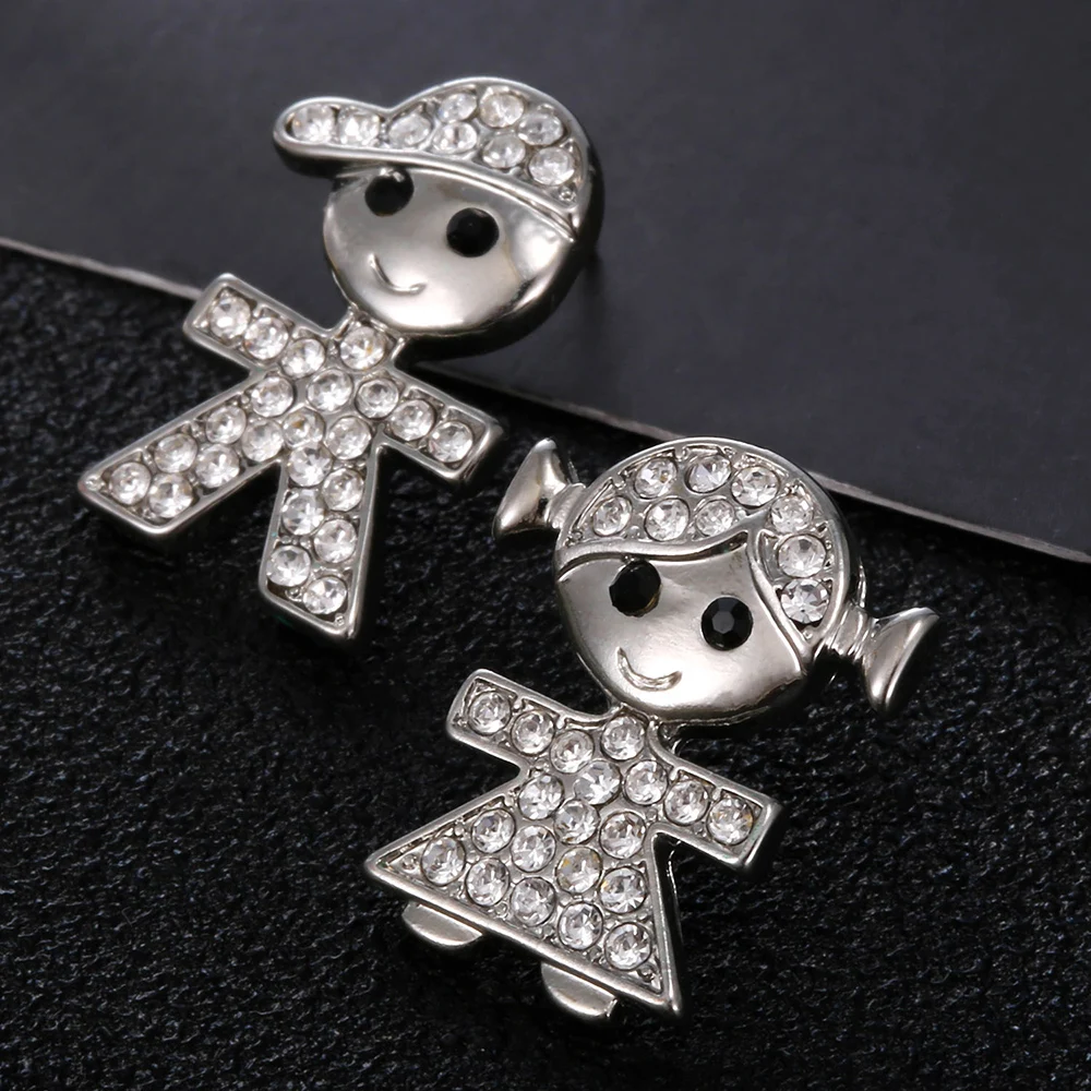 

Cute Boy Girl Crystal Stud For Woman Gold Sliver Color Fashion Earrings Jewelry Christmas Gifts New Design 2019