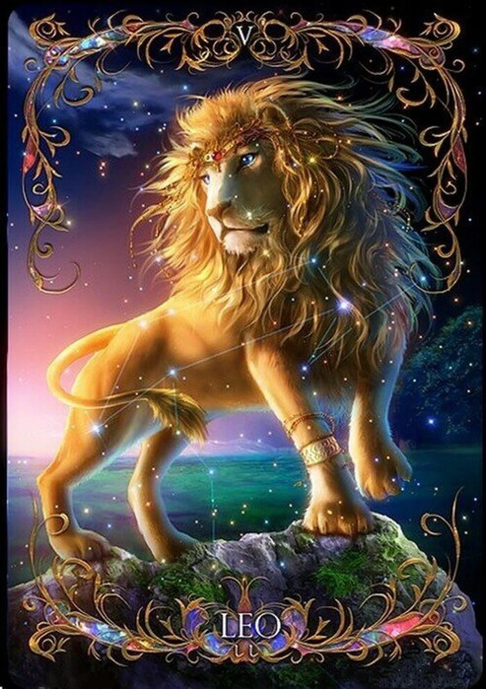 

JMINE Div 5D Leo King Lion Galaxy constellations Full Diamond Painting cross stitch kits art Animal 3D paint by diamonds
