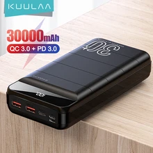 KUULAA Power Bank 30000mAh QC PD 3.0 PoverBank Fast Charging PowerBank 30000 mAh USB External Battery Charger For Xiaomi Mi 10 9