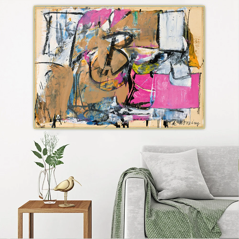 

Canvas Oil Painting Willem De Kooning"Boudoir,1950"Wall Art Aesthetic Western Art Decor Poster Artwork Backdrop Home Decoration