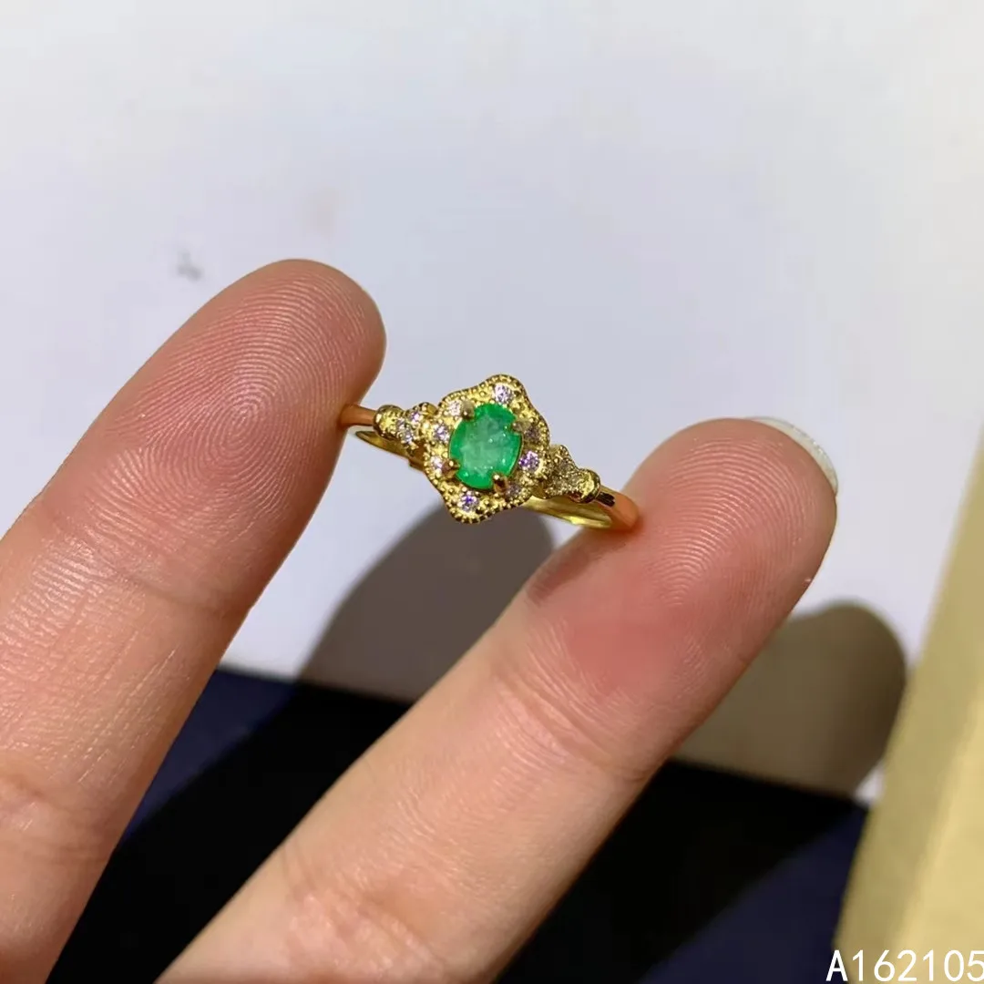 925 pure silver Chinese style natural Emerald women's vintage luxury exquisite adjustable gem ring fine jewelry support detectio