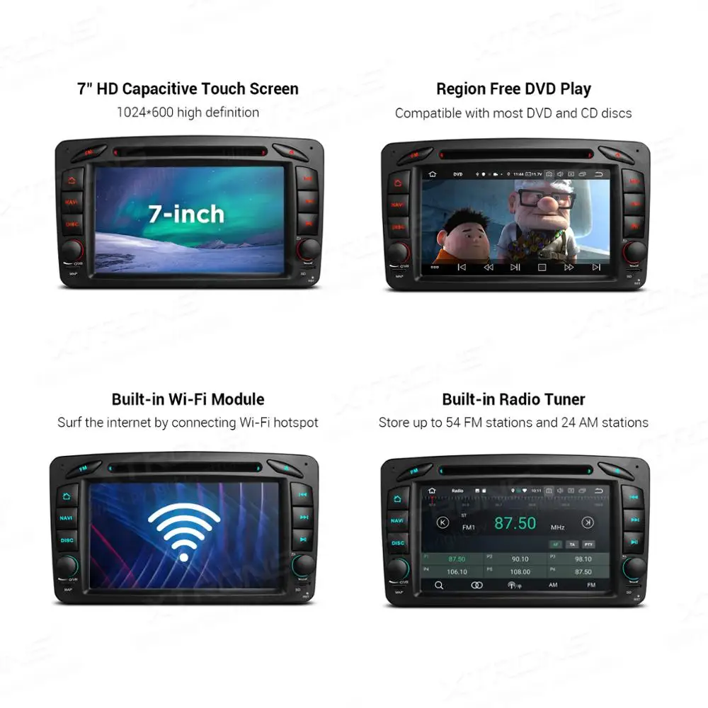 Автомобильный DVD плеер XTRONS 7 дюймов Android 10 0 PX5 радио GPS OBD TPMS для Mercedes Benz A W168 W203 W209 W463