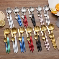 new 304 stainless steel knife fork spoon cutlery set restaurant 4 pieces of platinum creative colorful kitchen cutlery set