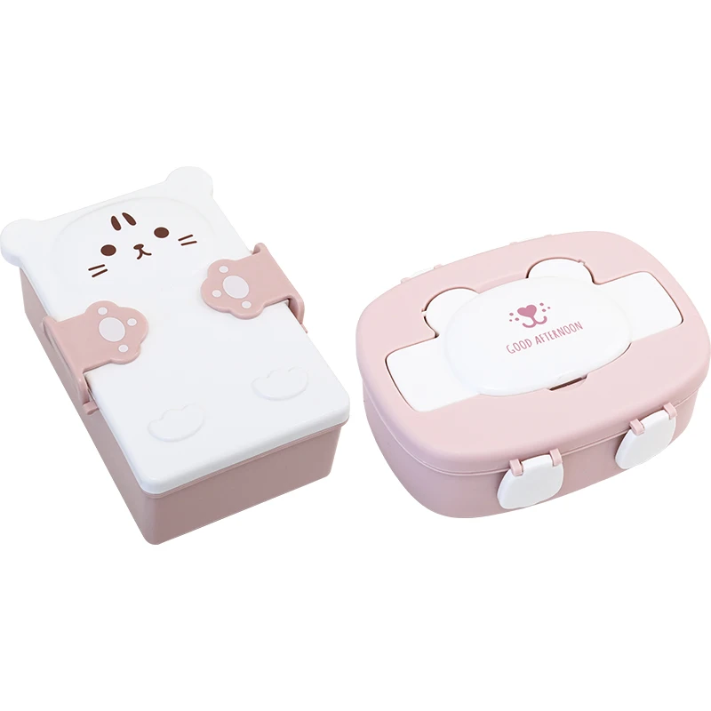 

Children's Cartoon Lovely Bento Boxes Double Layer Plastic Lunch Box Food Storage Container Microwave Oven for Children School