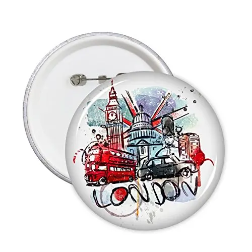 

Bus Car UK England Landmark Flag Mark Illustration Pattern Round Pin Badge Button 5pcs