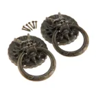 2 комплекта, винтажные ручки в виде головы дракона, 32*47 мм, кольцевые ручки для шкафа, круглые ручки, антикварные бронзовые для выдвижных шкафчиков для шкафа, кухни в старом китайском стиле