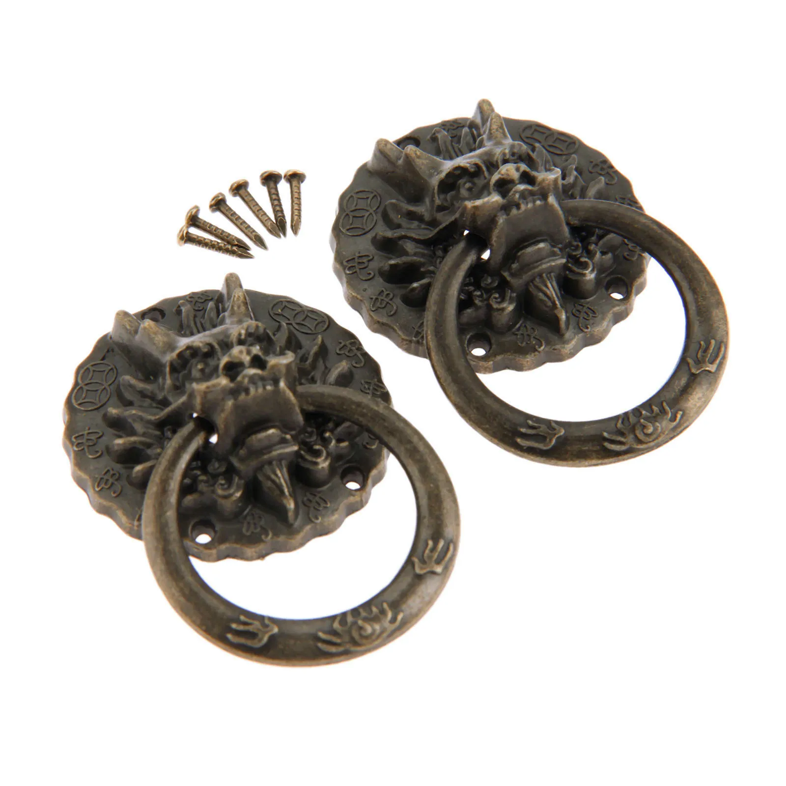 Комплект из 2 предметов в винтажном стиле Головой Дракона ручки 32*47 мм кольцевые
