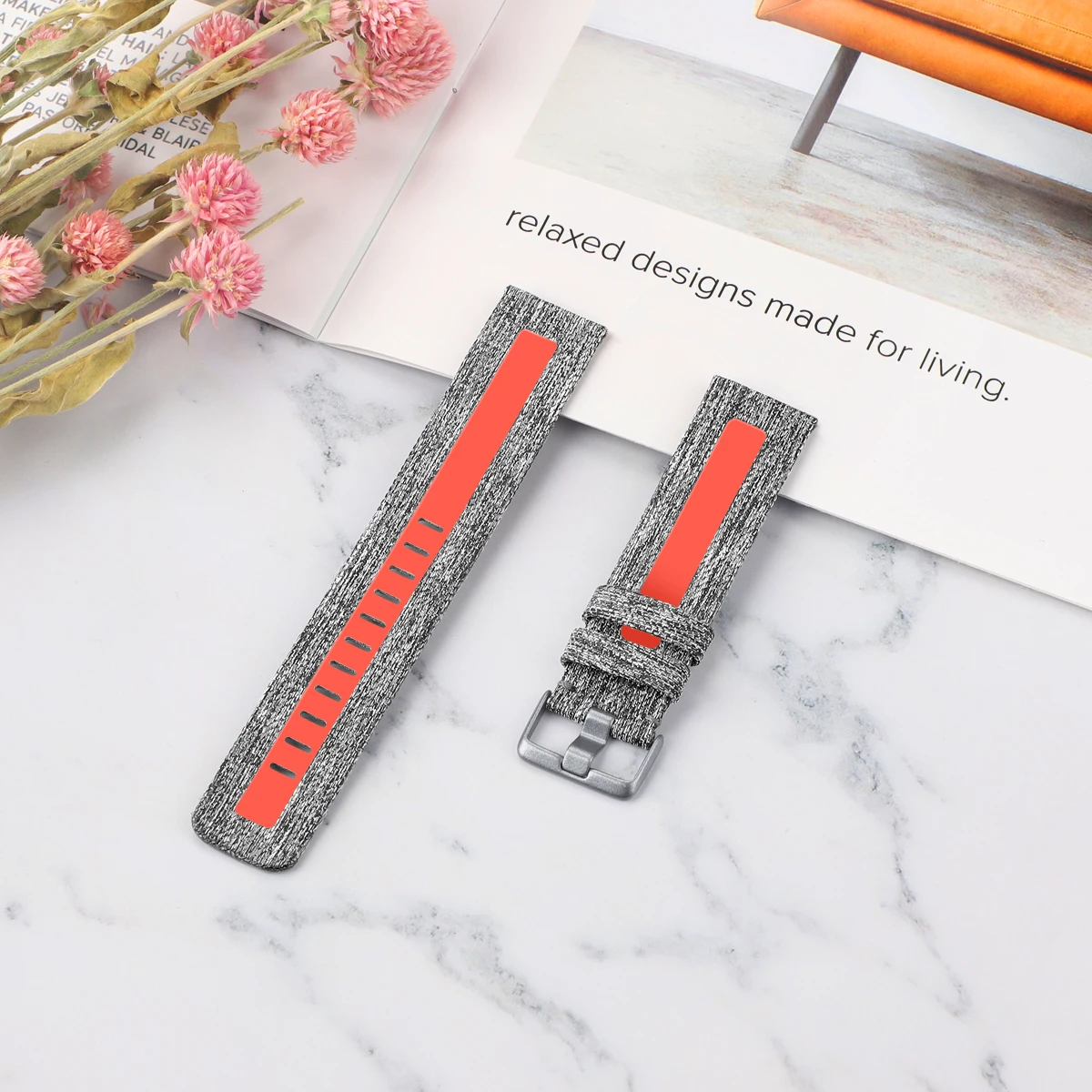Тканые ремешки для Fitbit Versa 2 / Lite дышащий тканый ремешок Светоотражающая полоса