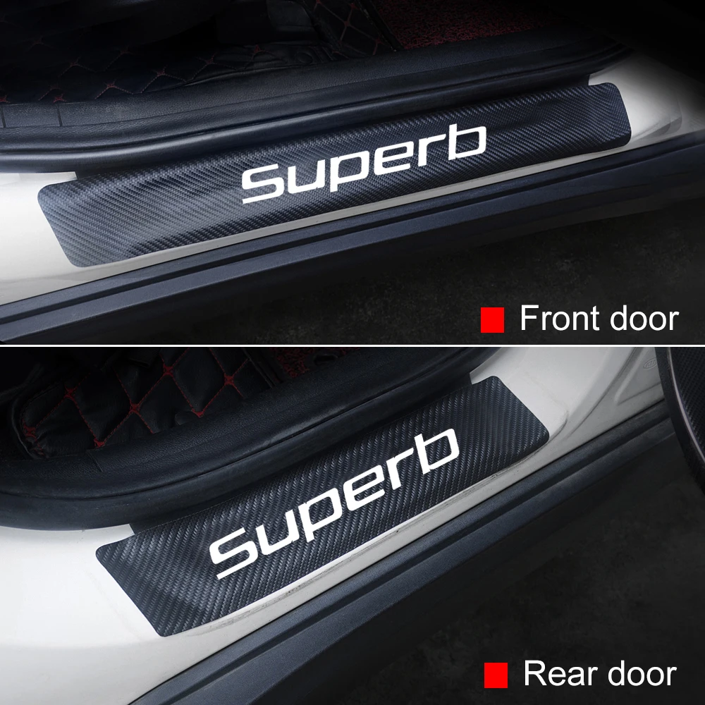 

4pcs Car Door Sill Scuff Plate Guards Protector Stickers For Skoda Octavia 2 3 a5 a7 Rapid Kodiaq Karoq Kamiq Fabia Superb 1 2 3