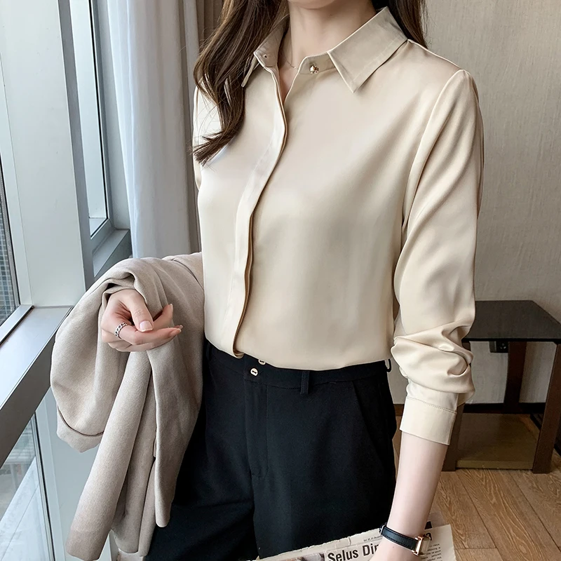 

Элегантная офисная рубашка, Женская универсальная блузка, темпераментный Топ с длинным рукавом, женские блузки