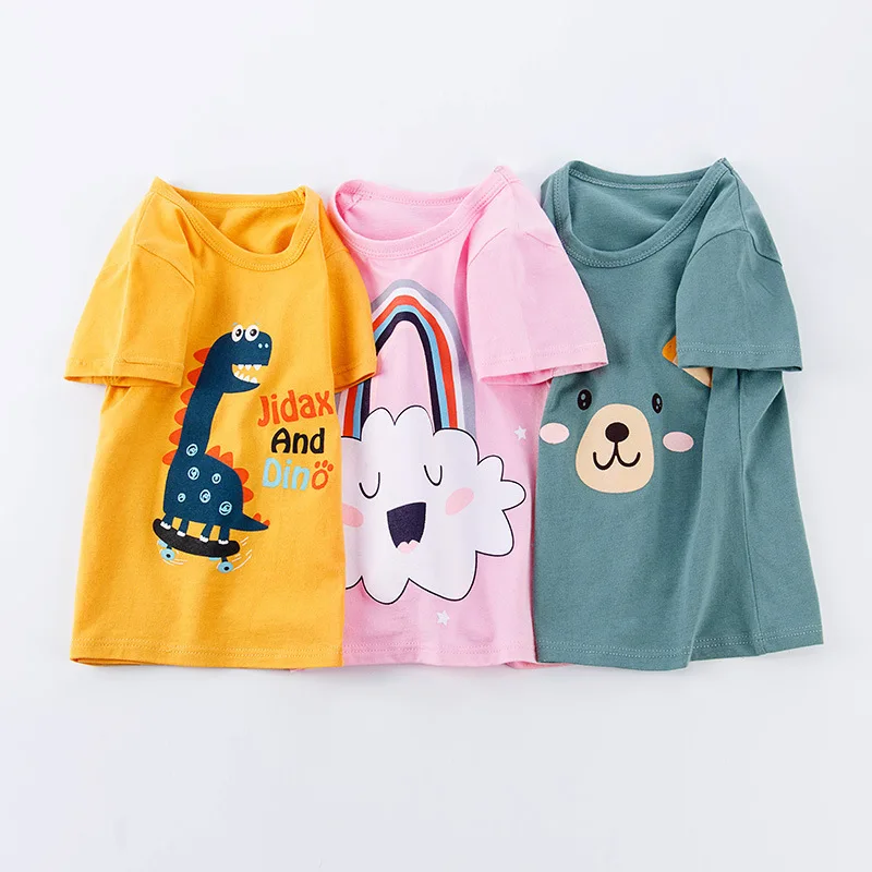 Cute Kids t shirt New Summer Cartoon Fashion Tees Children t-shirt Thin Animals Boy Clothes Girls Tshirt Tops Clothing 100-150cm | Мать и