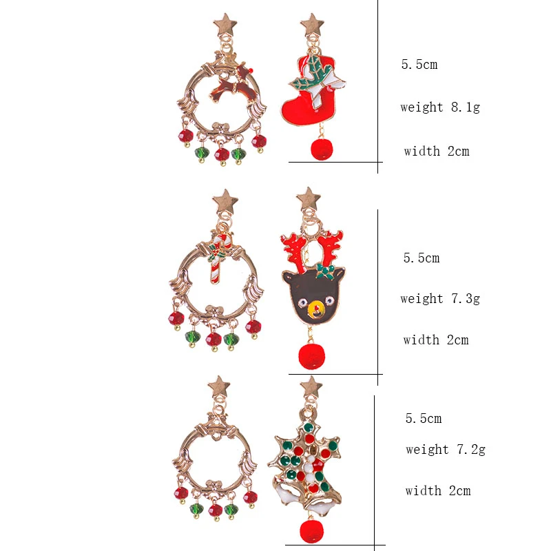

2020 New Christmas Gift Elk Bell Asymmetrical Plush Ball Temperament Ladies Earrings Cute Girl Earrings Fashion Jewelry Gifts