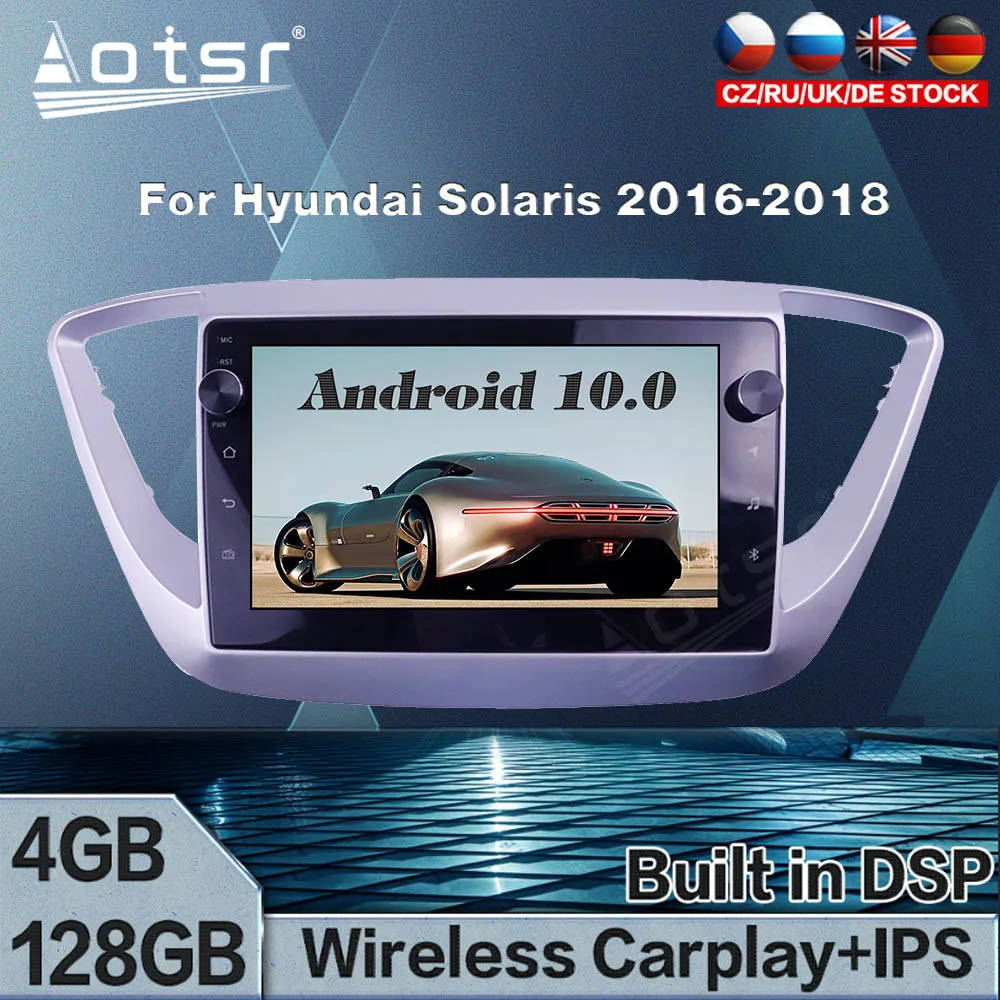 128G PX6 для Hyundai Solaris 2016 -2018 Android автомобильный GPS-навигатор мультимедийный плеер Авто