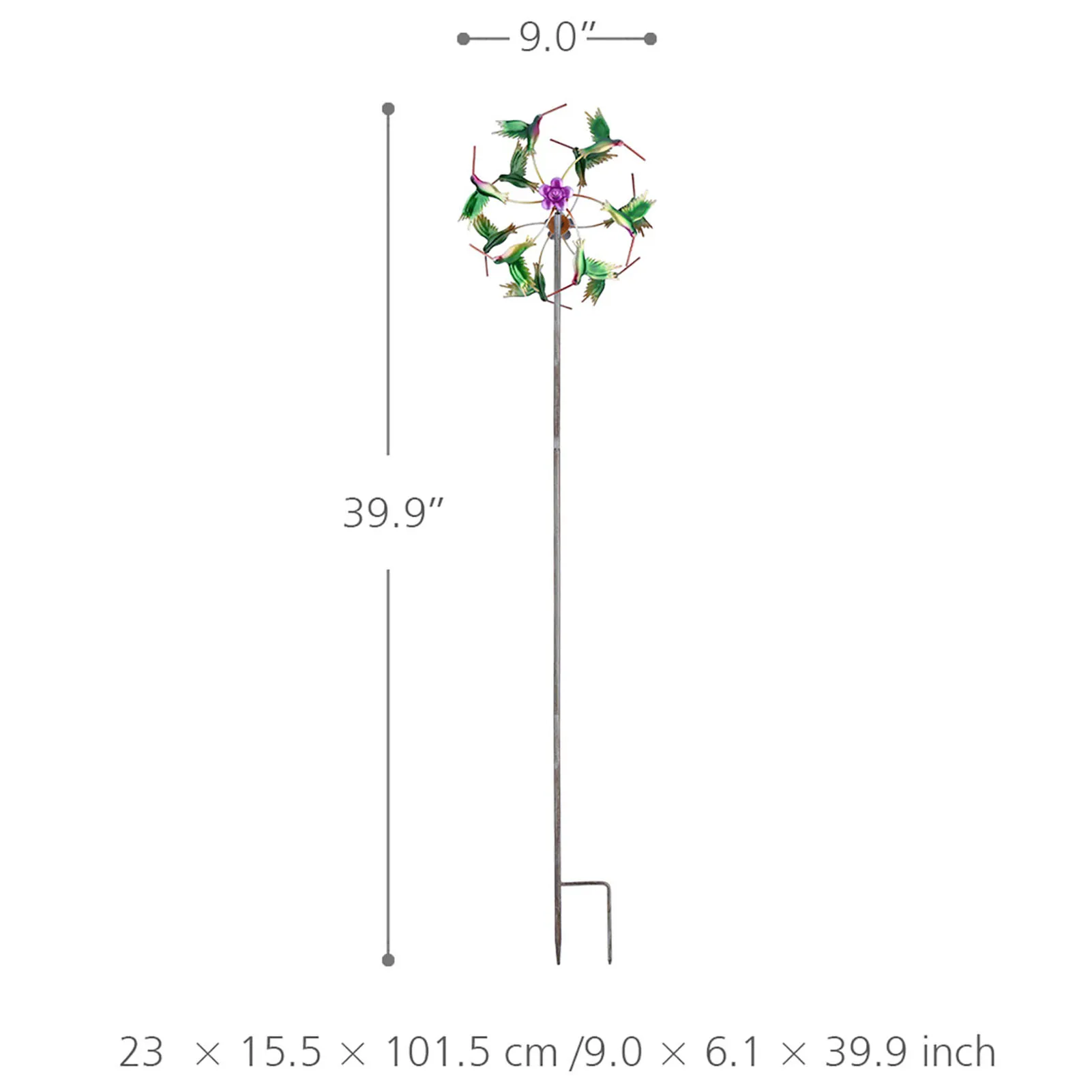

Outdoor Garden Hummingbird Wind Spinner Metal Windmill Decor Creative Hummingbird Abstract Sunflower Metal Wrought Iron Windmill