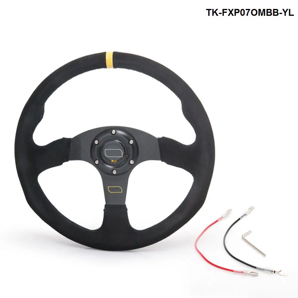 Рулевое колесо OM Racing 14 дюймов 350 мм Автомобильное рулевое из замши и кожи