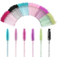 50pcs crystal eyelash disposable mascara brushes mascara wands applicator lash extensions makeup tool multicolor eyebrow brush