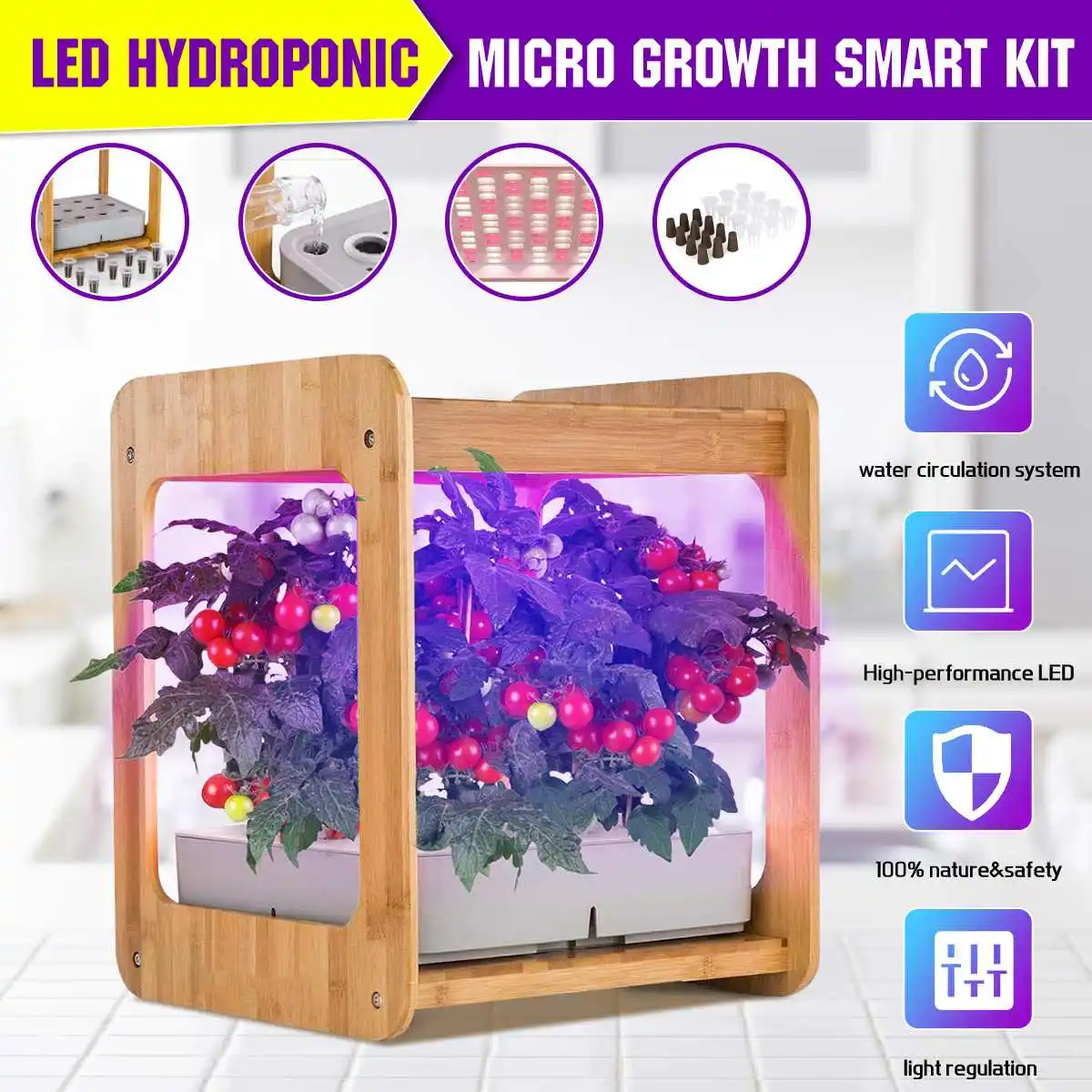 

Hydroponic Planting Box Indoor Herb Garden Kit Smart Growing Led Lamp for Flower Vegetable Soilless Cultivation Plant Grow Light
