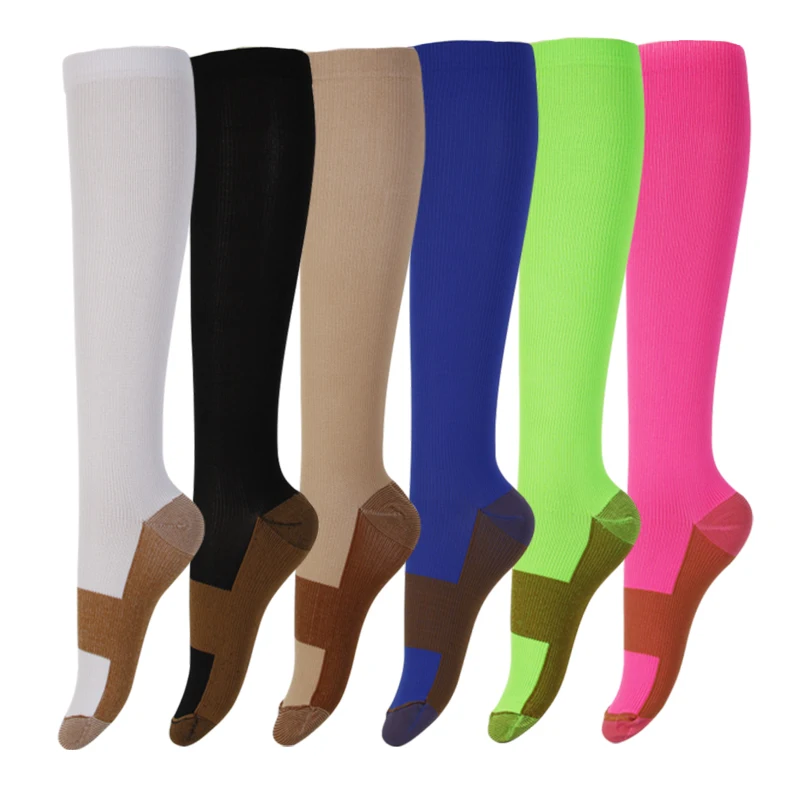 Длинные медные тянущиеся Компрессионные носки унисекс в полоску для мужчин и