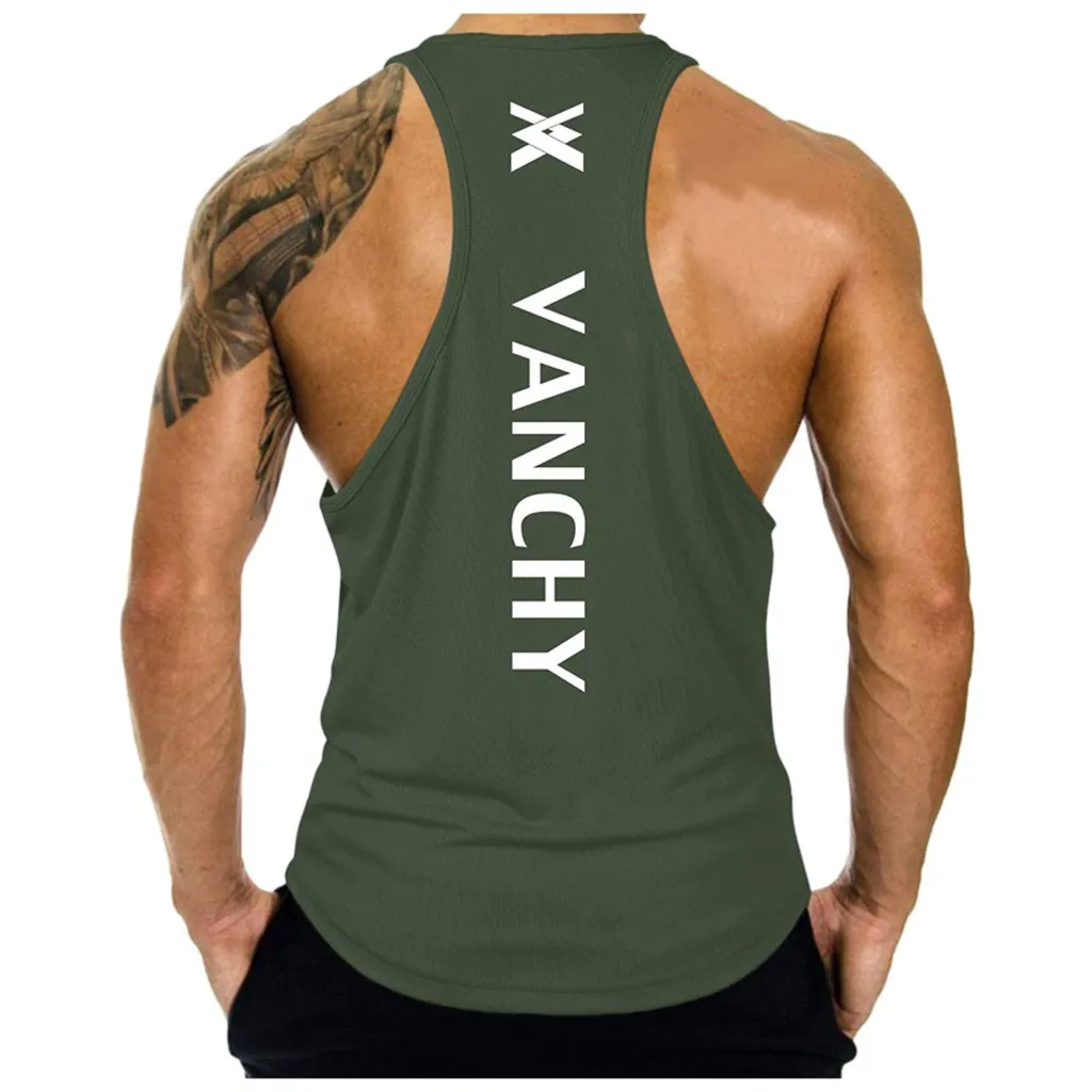 Unning жилеты для мужчин фитнес мышцы без рукавов принт буквы Бодибилдинг