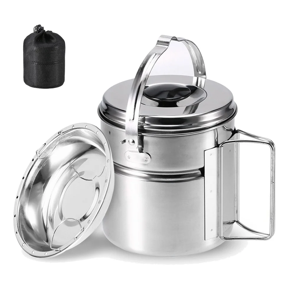 

Outdoor Cookware Hanging Pot Camping Tableware Stainless Steel Kettles Boil Water Hanging Pot Portable Hot Soup Cookware
