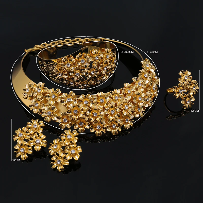 

Fani nigerian women wedding jewelry set fashion african Bridal Bijoux Jewelry set Wholesale Dubai gold Color jewelry set Brand
