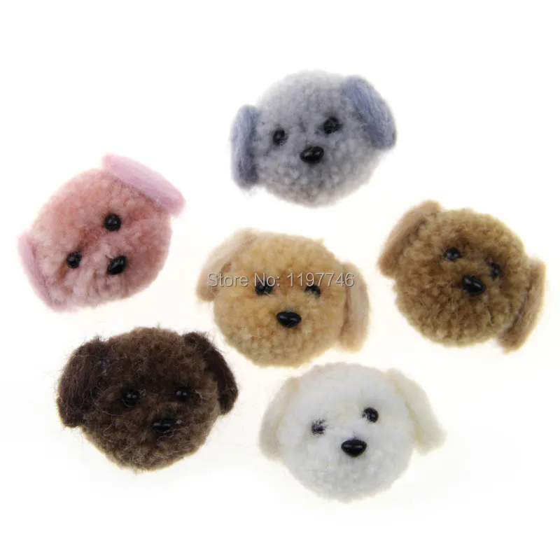 Пушистая щенок собака шерсть кукла из фетра 3D мячи с животными помпон ручной