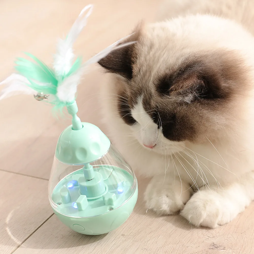 Электрический кошка игрушка-кормушка стакан медленно Еда светильник мяч утечки