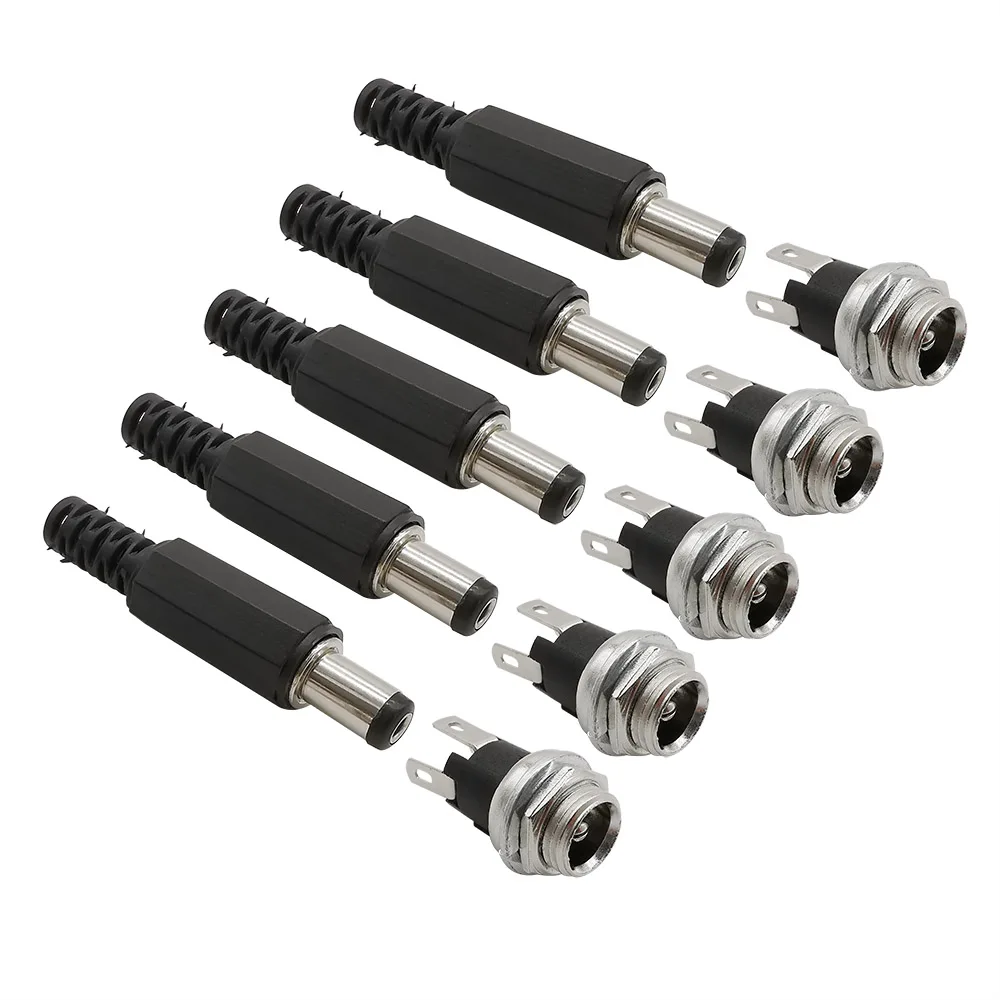 

5Pairs 5.5 x 2.1mm DC Power Connectors 5.5*2.1 DC Metal Male Female Plug Jack Socket Metal Panel Mount Terminal Connector