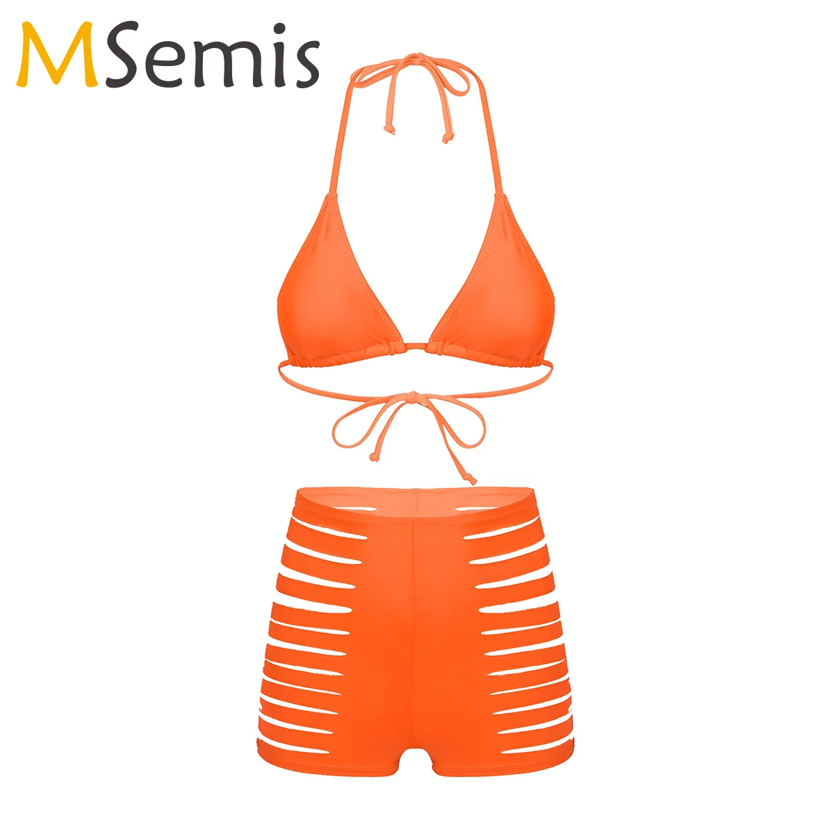 

Women Summer Halter Neck Sexy Lingerie Sets Female Backless Padded Bra with Hollow Out short Pants Sissy Swimwear Nightwear