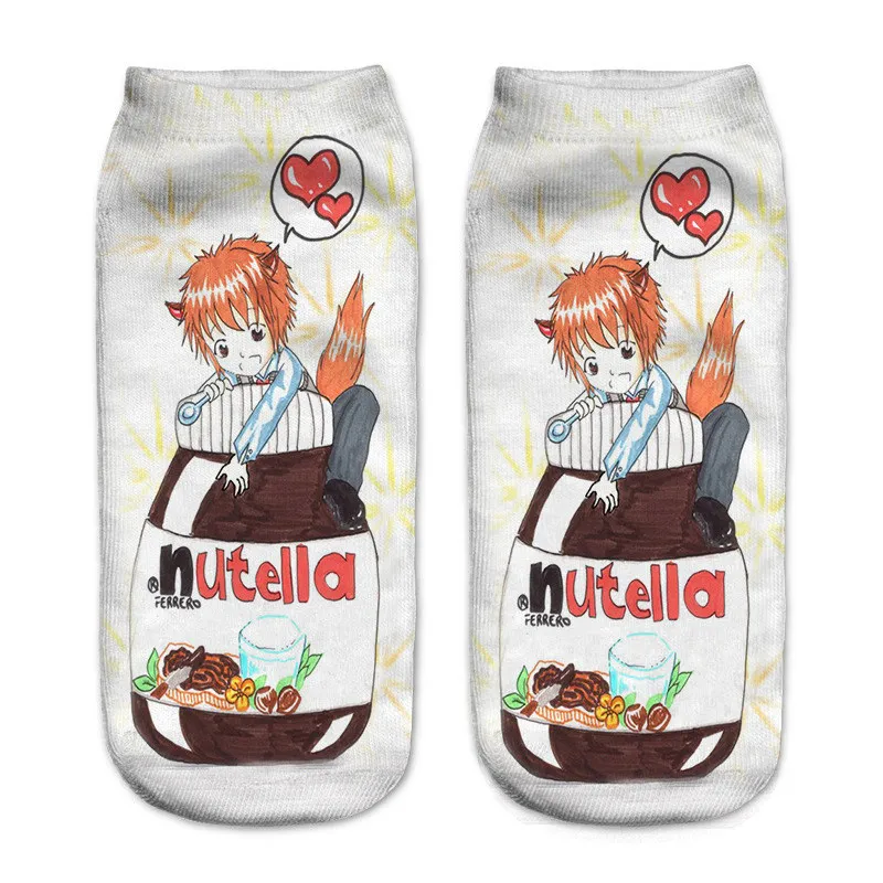 6 Новинка; забавные носки с 3d принтом; милые носки унисекс с надписью «nutella»; Лидер продаж; женские модные носки с героями мультфильмов; mujer; носки с пончиками; Прямая поставка - Цвет: 6