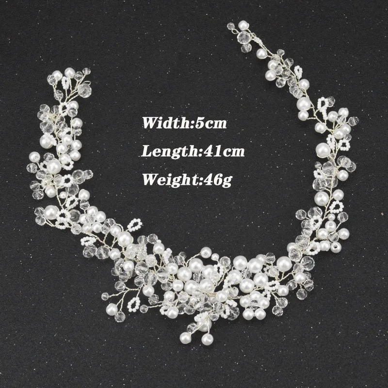 FMSWD Роскошный Серебряный Свадебный ободок жемчужные аксессуары для волос