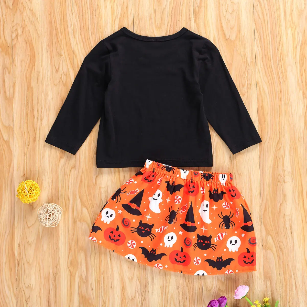 

Pudcoco 2020 Autumn Halloween Baby Girls 2Pcs Outfit TRICK OR TREAT Long Sleeve Top+Pumpkin Ghost Bat Printing Short Skirt Set