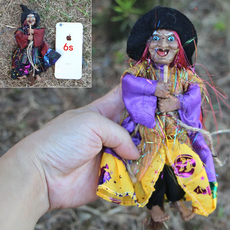

Waylike Halloween Pendant Ghost Festival Bar Retro Witch Hanging Broom Haunted House Props Ktv Decorations