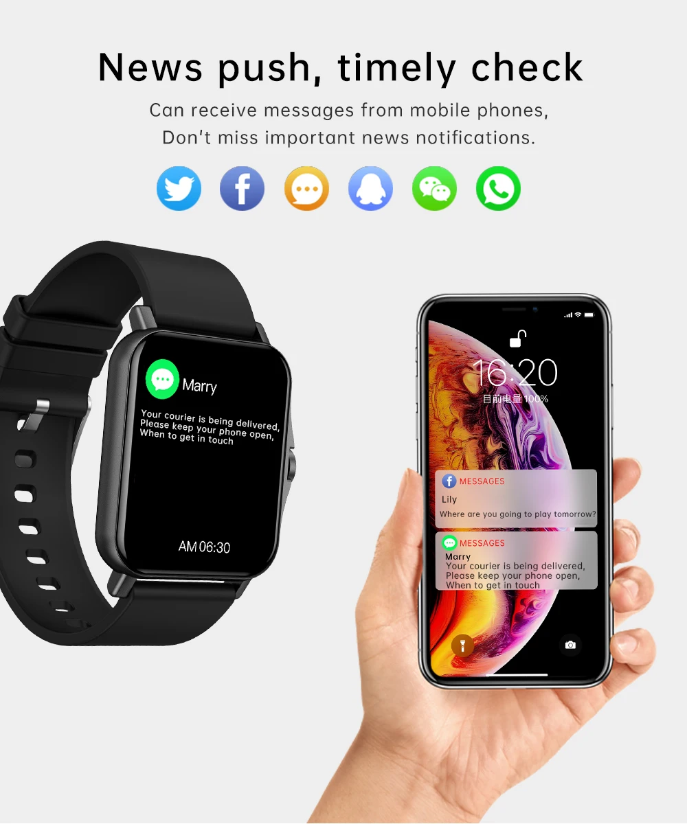 DEDIMA 1.4 inch Smart Watch Men Full Touch Fitness Tracker Blood Pressure Smart Clock Women GTS Smartwatch for Android iOS