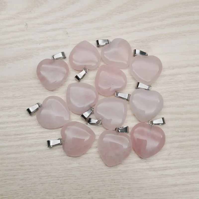

Fashion good quality natural stone Roses Quartz heart charms pendants for jewelry making 50pcs/lot Wholesale free shipping
